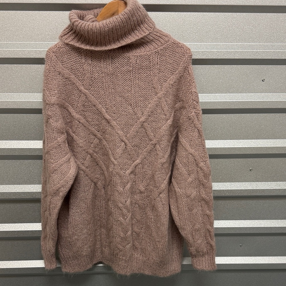 ZARA Cozy Cable Knit Turtleneck Sweater Sz‎ Small Chunky Winter Fisherman Heavy - Picture 6 of 8